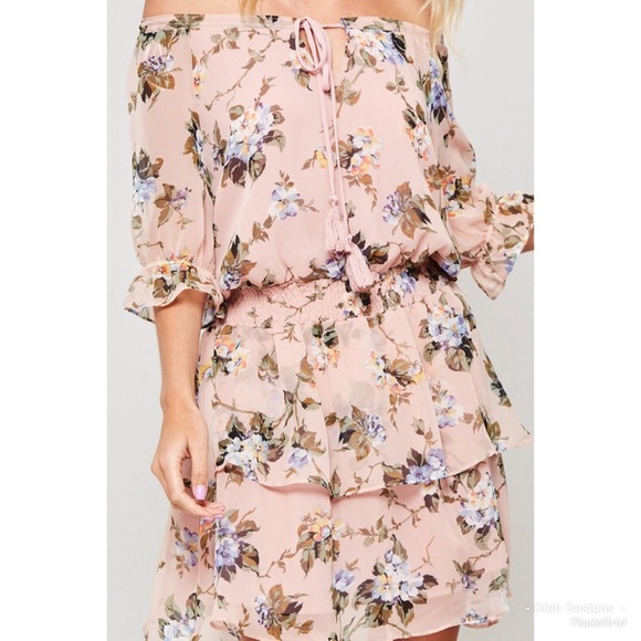 🥰LAST 1! Rose Tiered Ruffle Off Shoulder Dress! - Picture 5 of 5